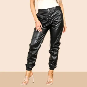 Faux Leather Cargo Pants