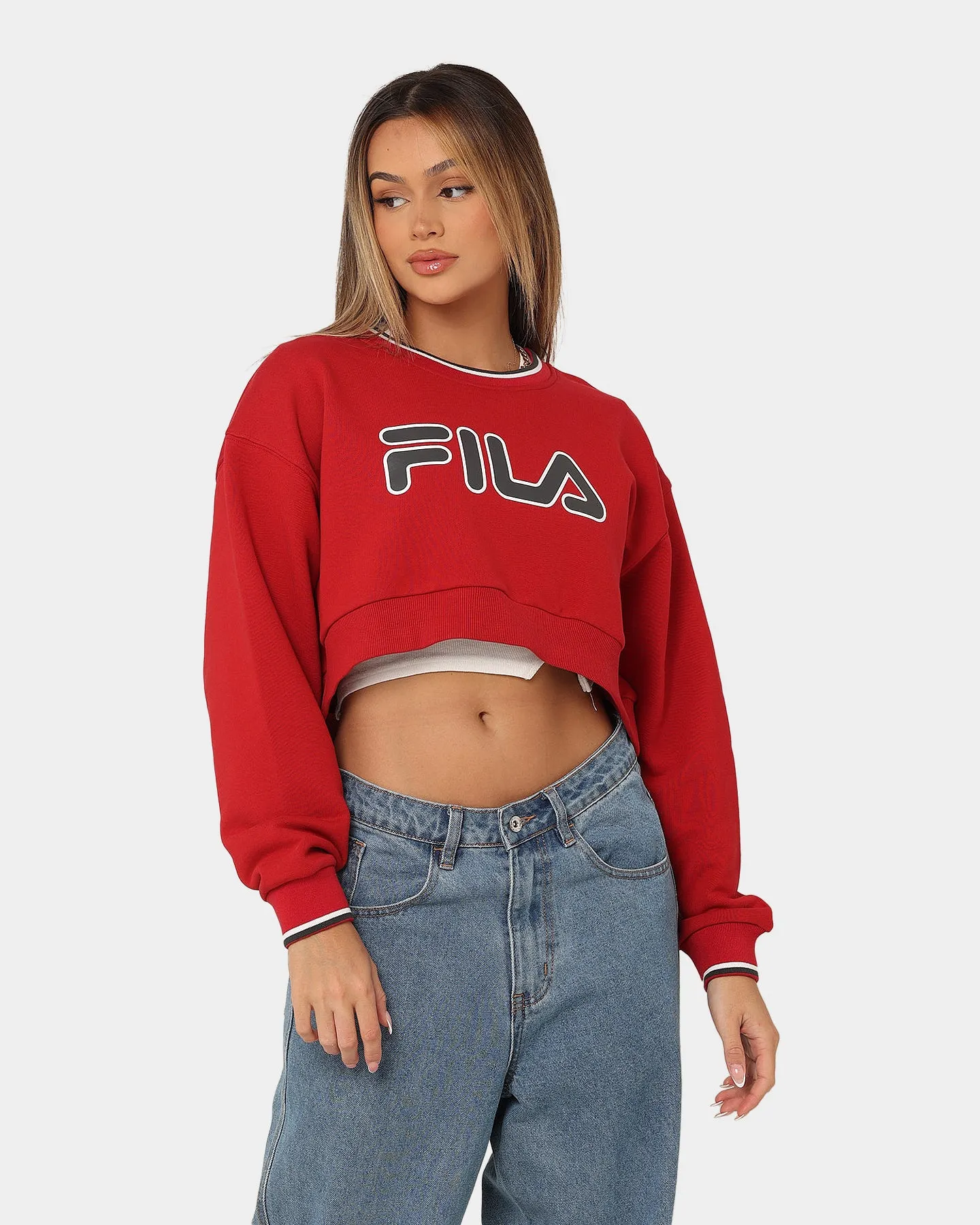 Fila Women's Heritage Cropped Crewneck Heritage Red