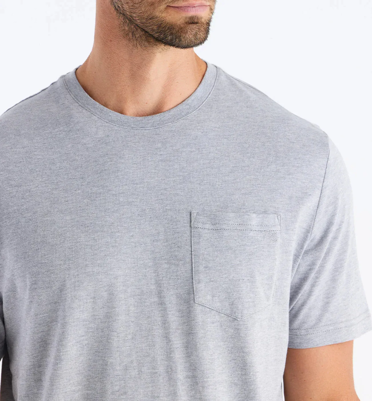 Free Fly Men's Bamboo Heritage Pocket Tee in Light Heather Grey