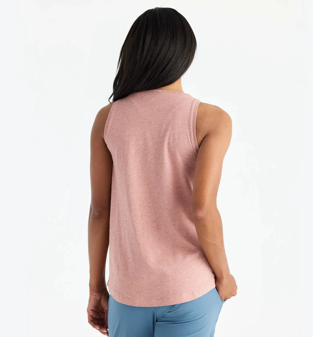 Free Fly Women's Bamboo Heritage Tank in  Heather Light Sangria