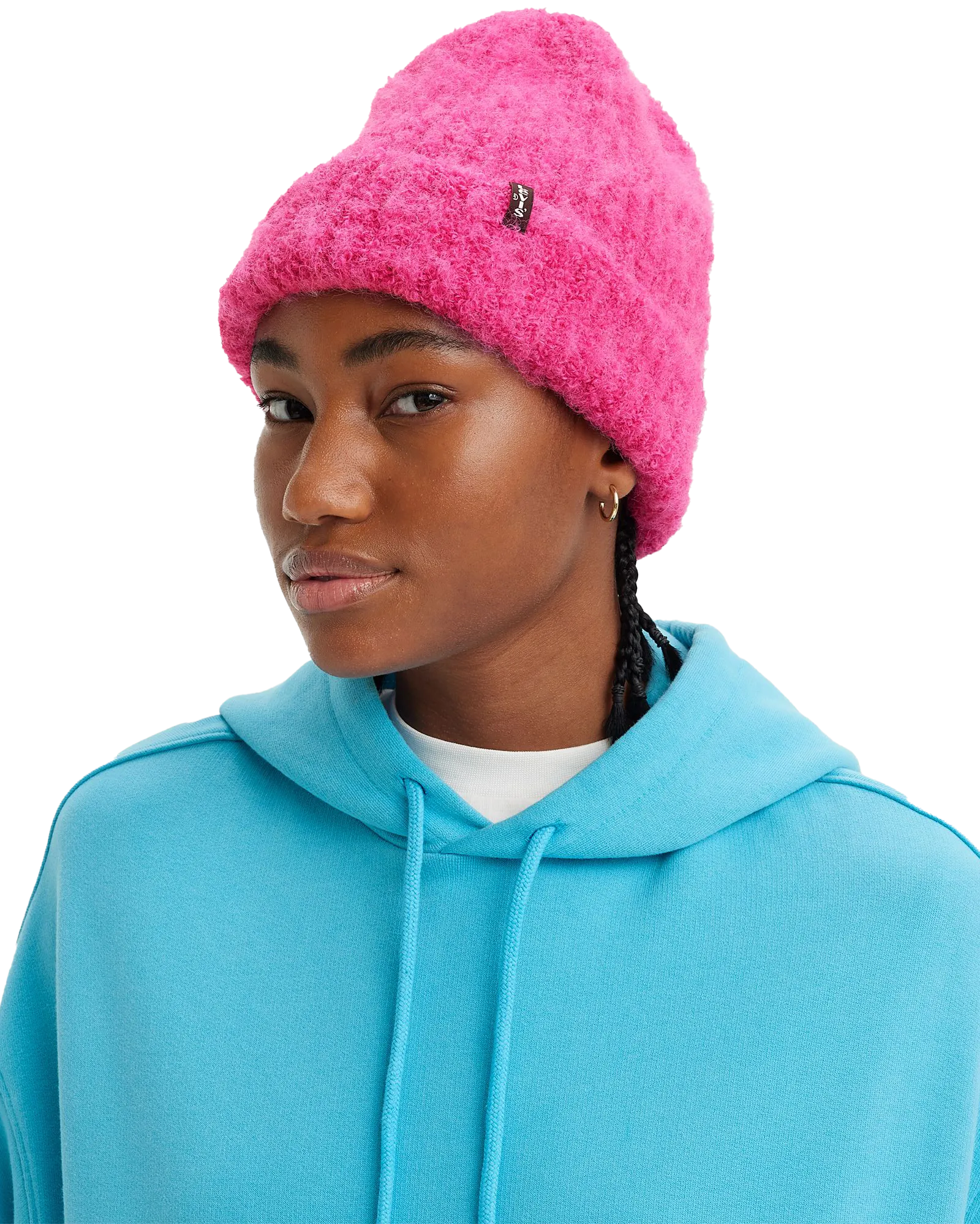 Fuzzy Beanie in Dark Pink