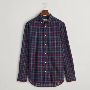 GANT Regular Fit Checked Corduroy Shirt in Marine