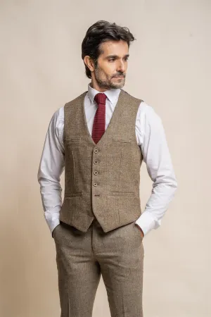 Gaston Sage Tweed Waistcoat