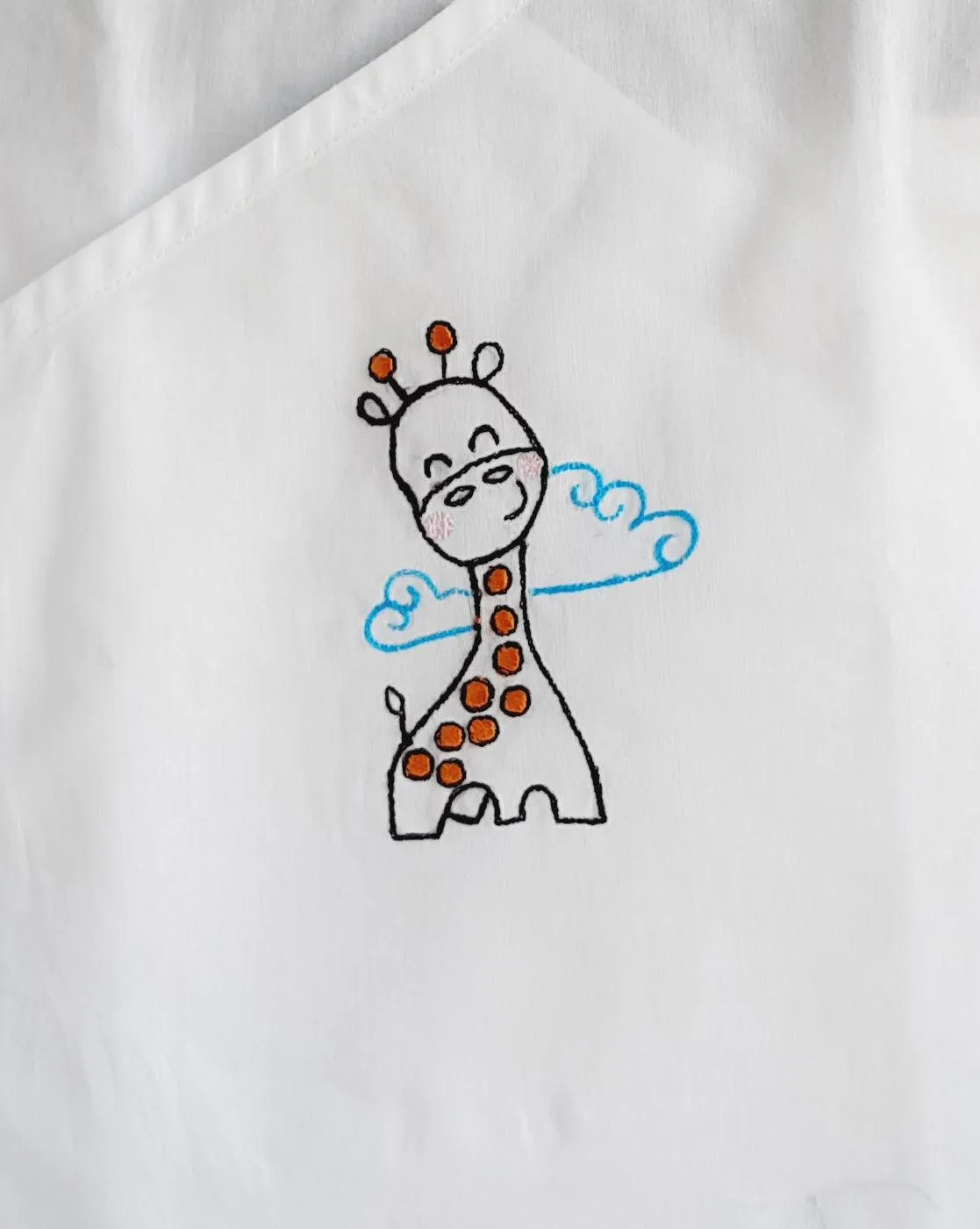 Giraffe- Organic Cotton Sleeveless Embroidered Baby Jhabla