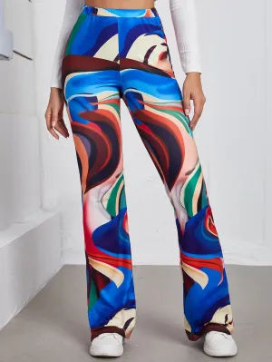 Glamorous All Over Print High Waist Long Women Pants