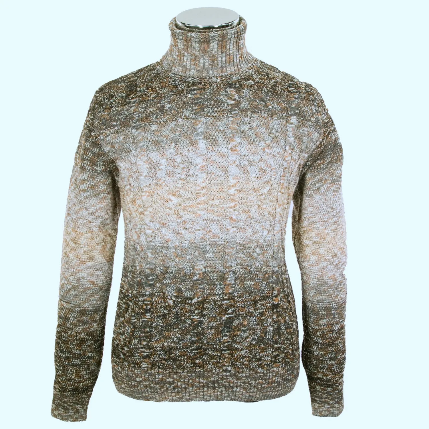 Gradient Cable Knit Turtleneck Sweater