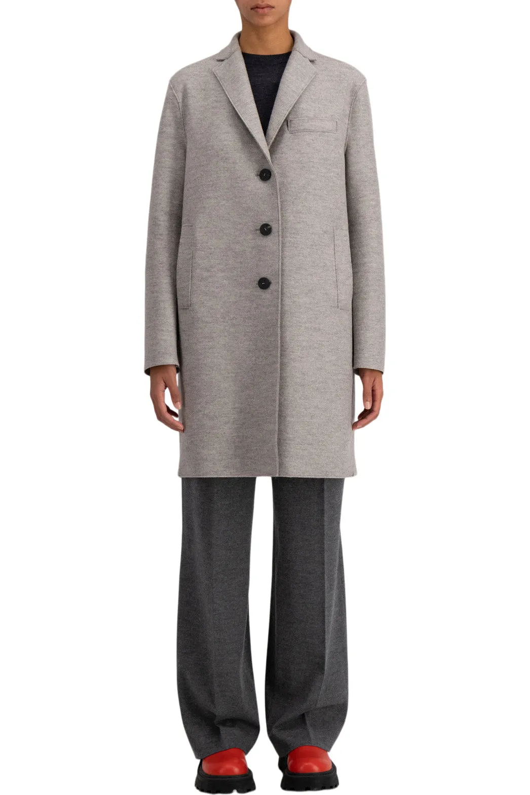 Harris Wharf London Pressed Wool Topcoat in Stone Melange