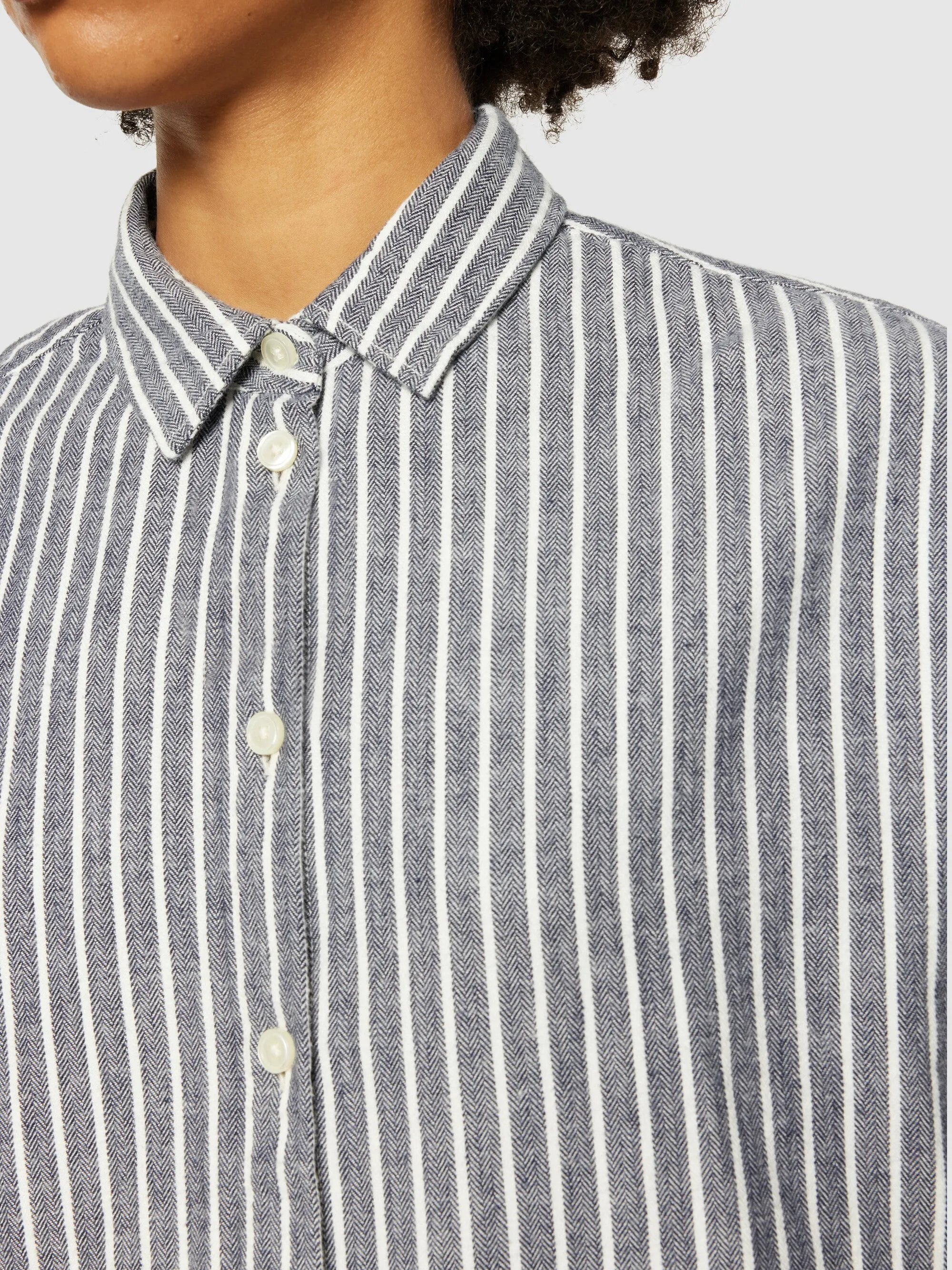 Heavy flannel stripe shirt - GOTS/Vegan - Total Eclipse