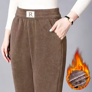 High Waist Straight Leg Plush Pants For Women