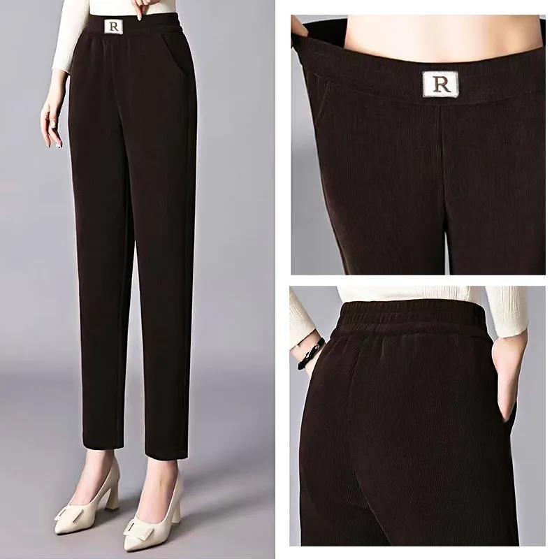 High Waist Straight Leg Plush Pants For Women