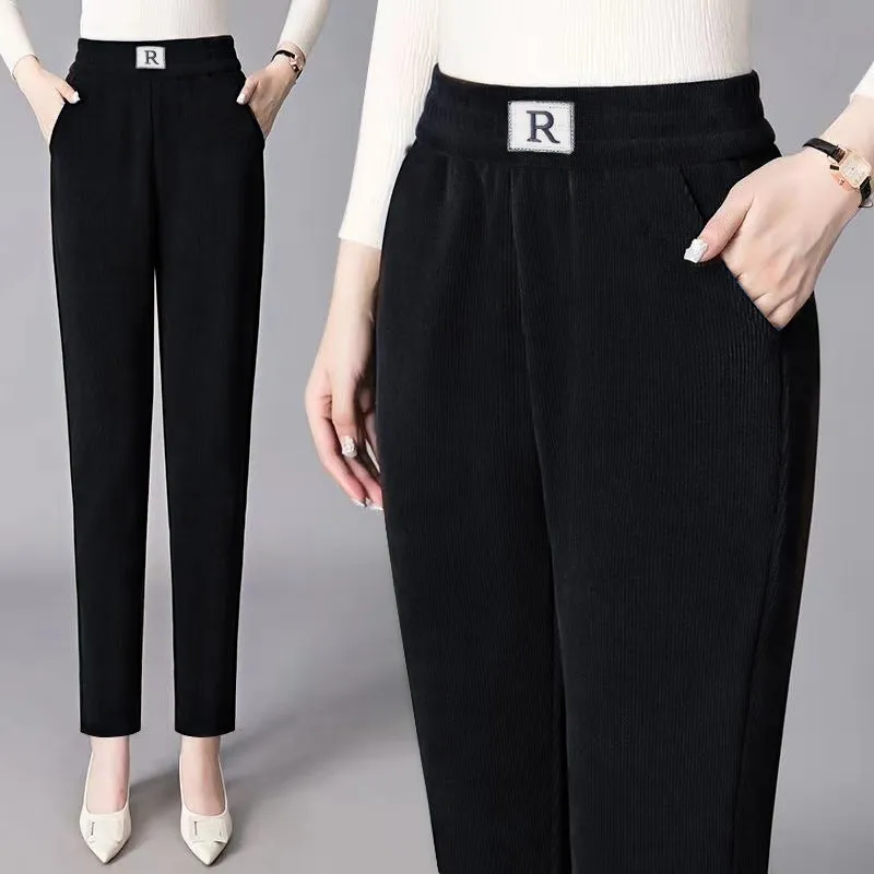 High Waist Straight Leg Plush Pants For Women