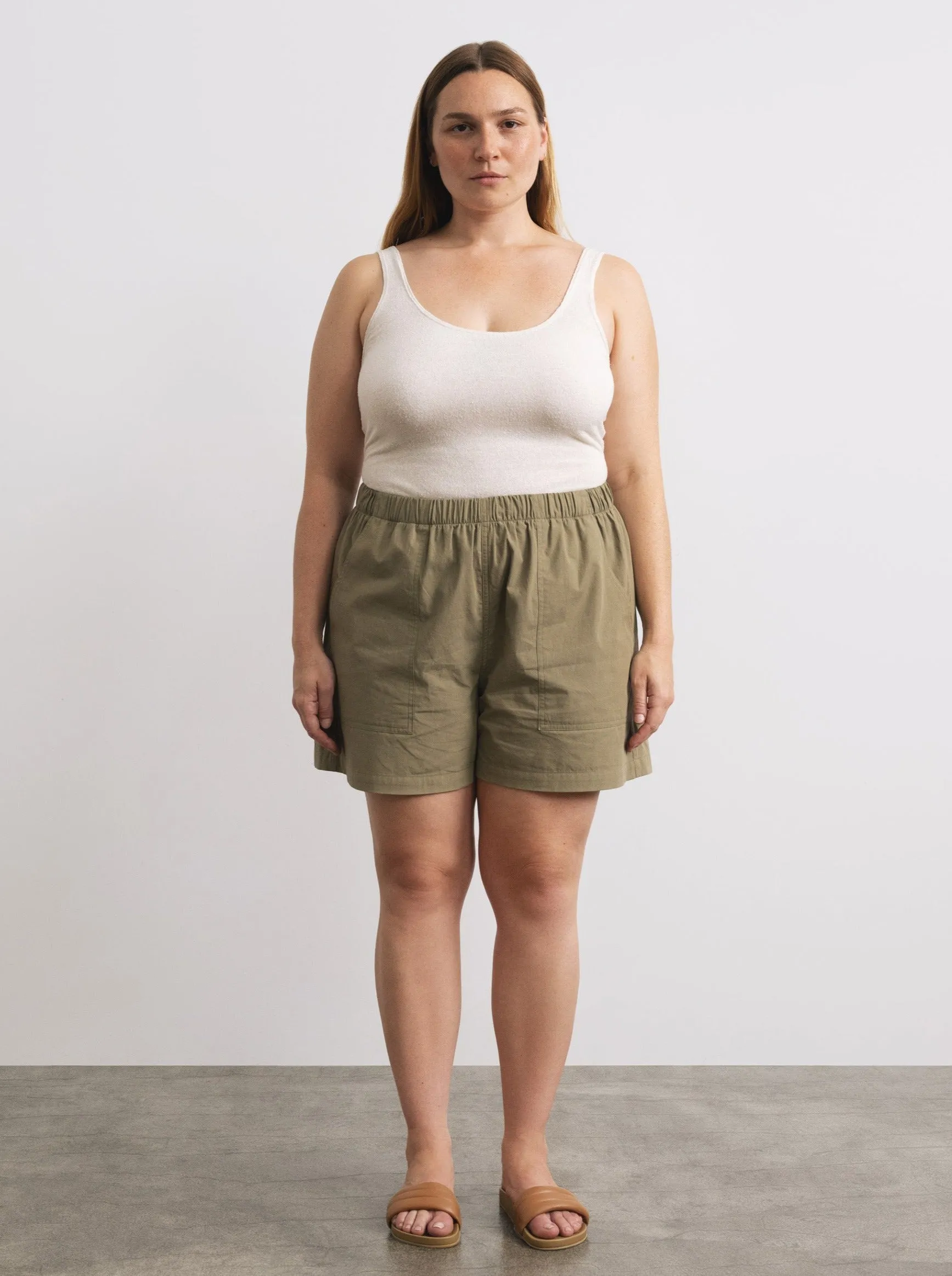 Juno Short, Organic Cotton Poplin, Algae