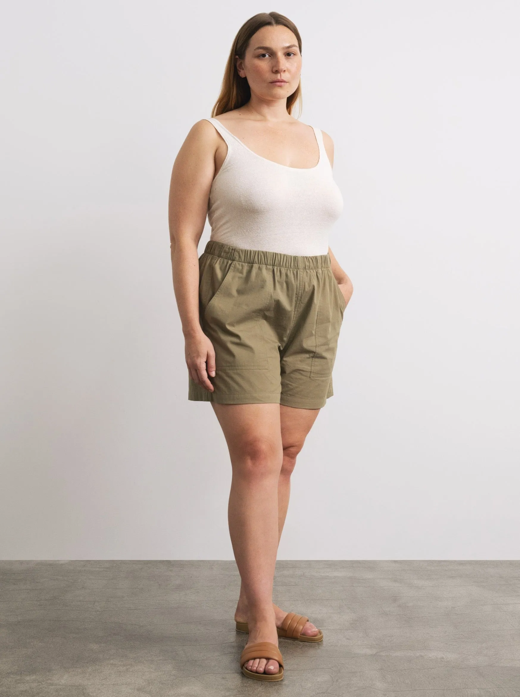 Juno Short, Organic Cotton Poplin, Algae