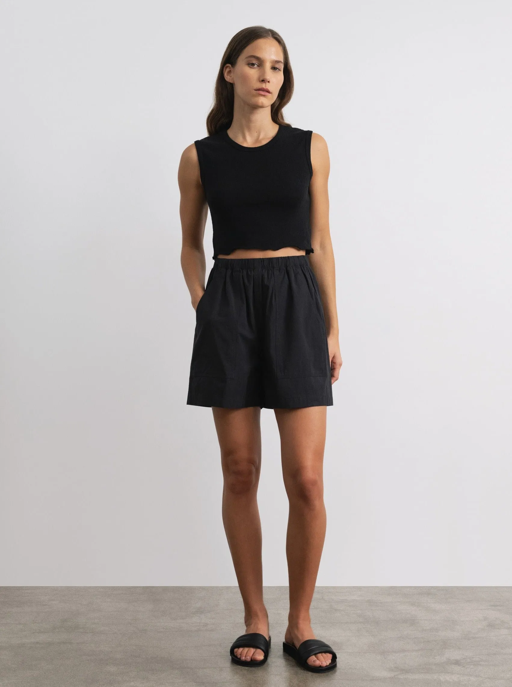 Juno Short, Organic Cotton Poplin, Black