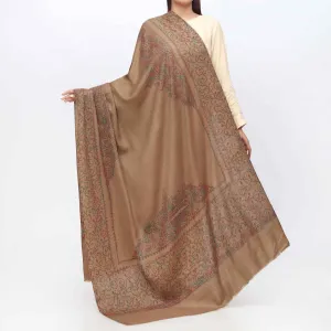 Khaki Embroidered Winter Shawl PW3703