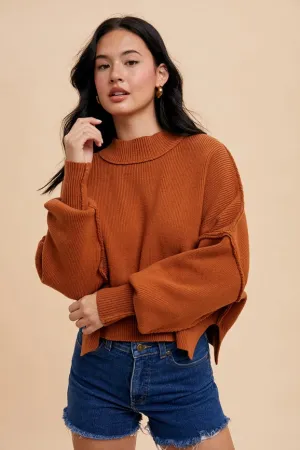 Knitted Mockneck Pullover Sweater CAMEL