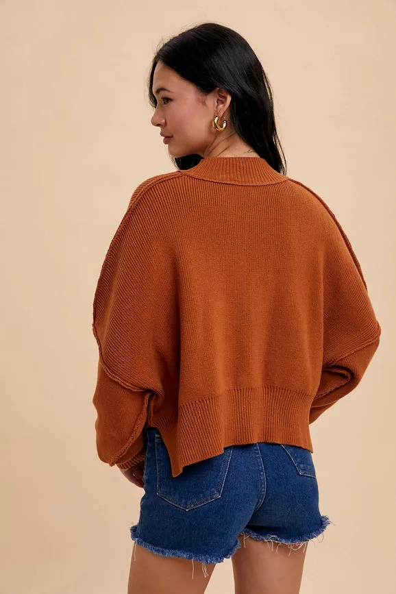 Knitted Mockneck Pullover Sweater CAMEL