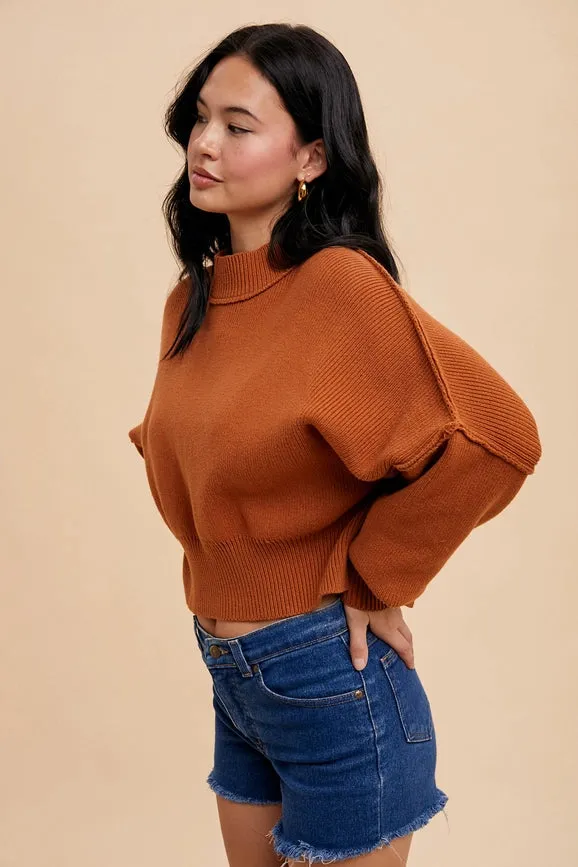 Knitted Mockneck Pullover Sweater CAMEL