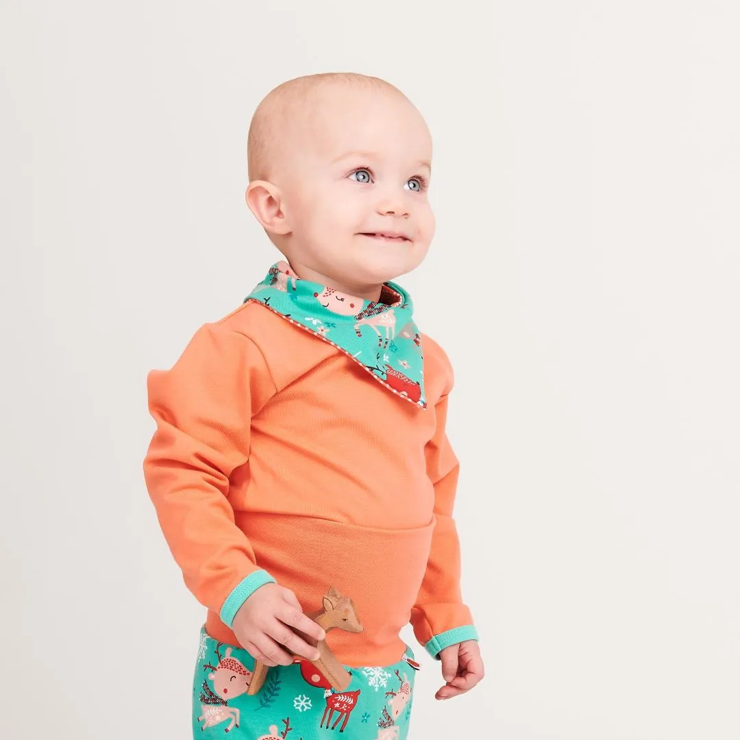 Long-sleeve baby body "Apricot/Mint"