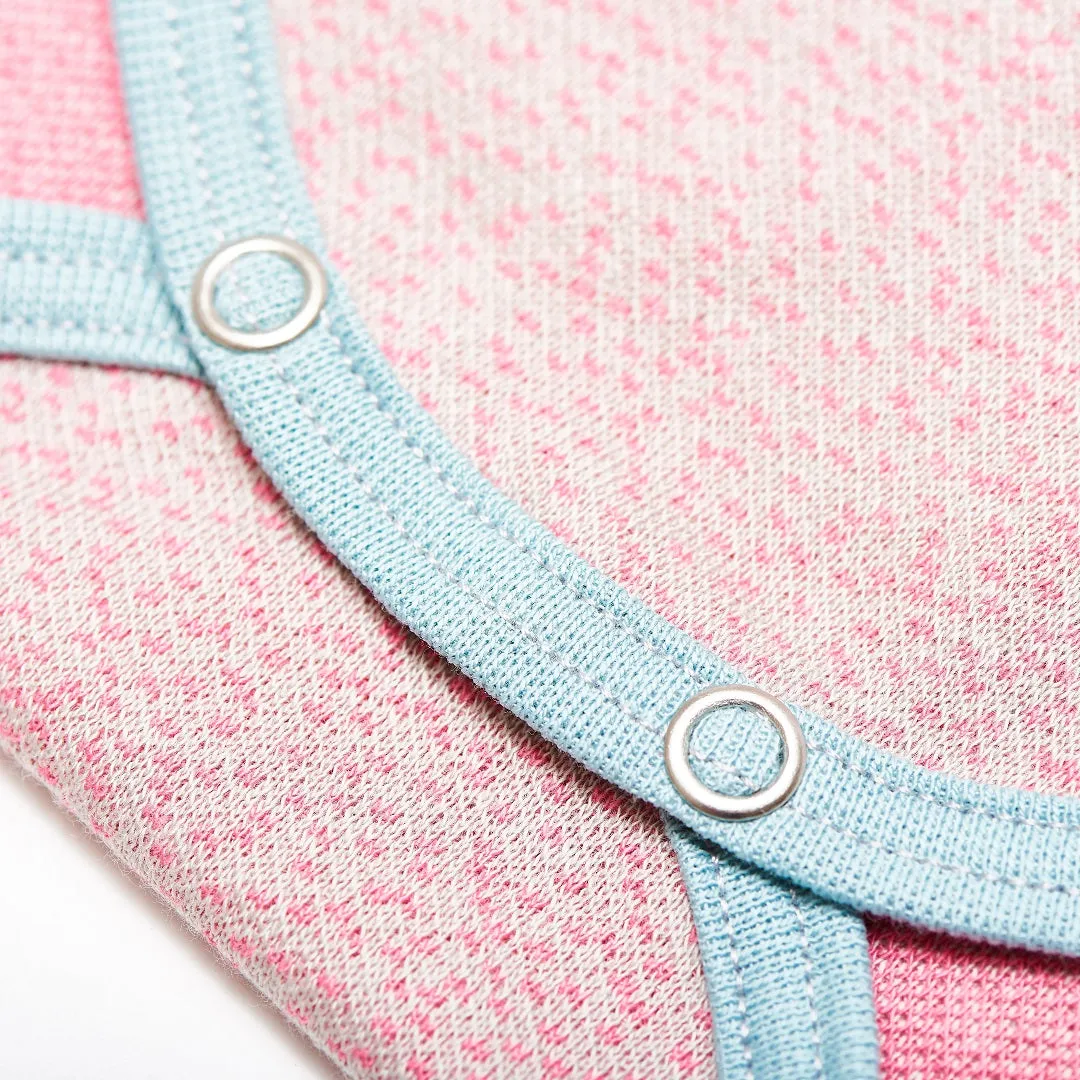 Long-sleeve baby body "Dotties Pink/Stone Blue"