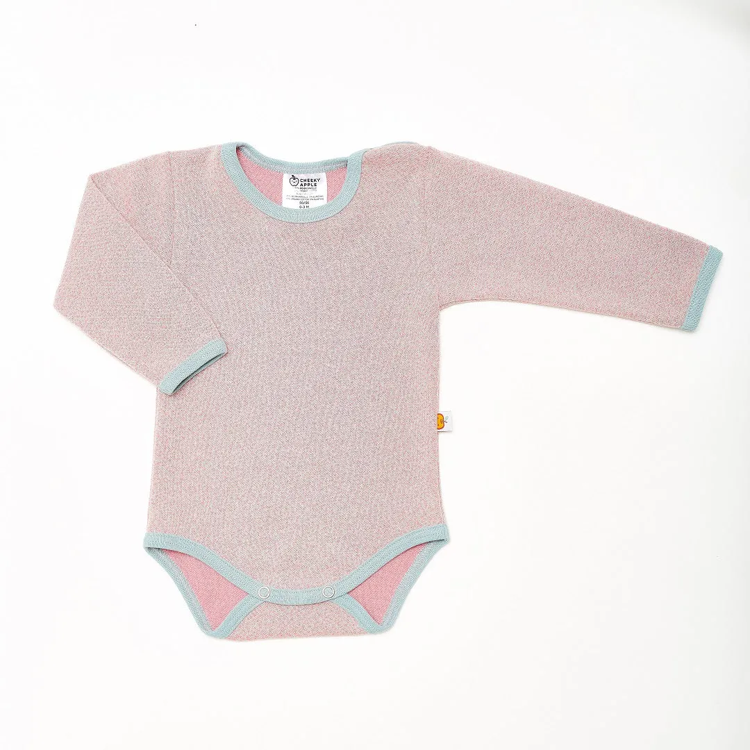 Long-sleeve baby body "Dotties Pink/Stone Blue"