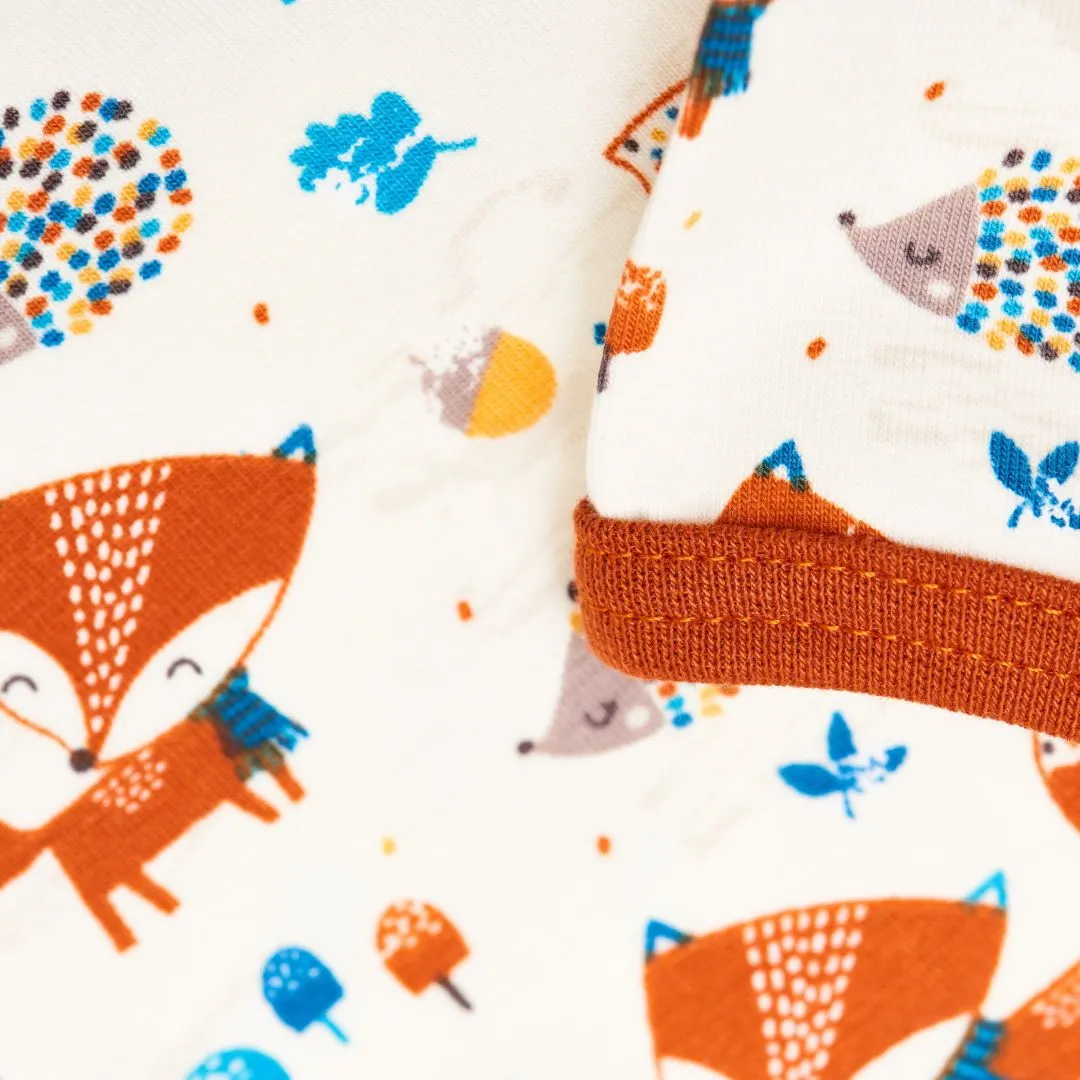 Long-sleeve baby top "Fox & Hedgehog/Rust"