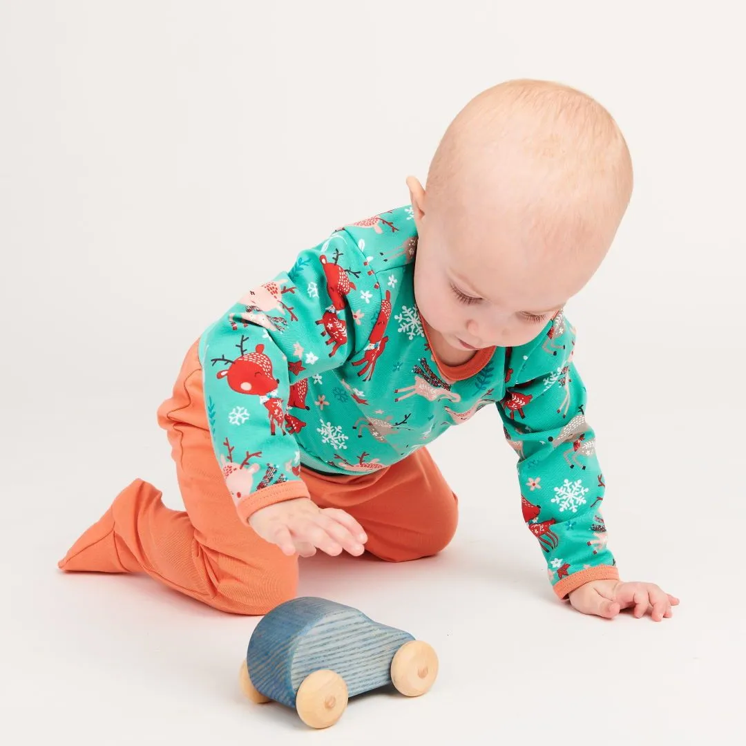 Long-sleeve baby top "Winter Deer/Apricot"