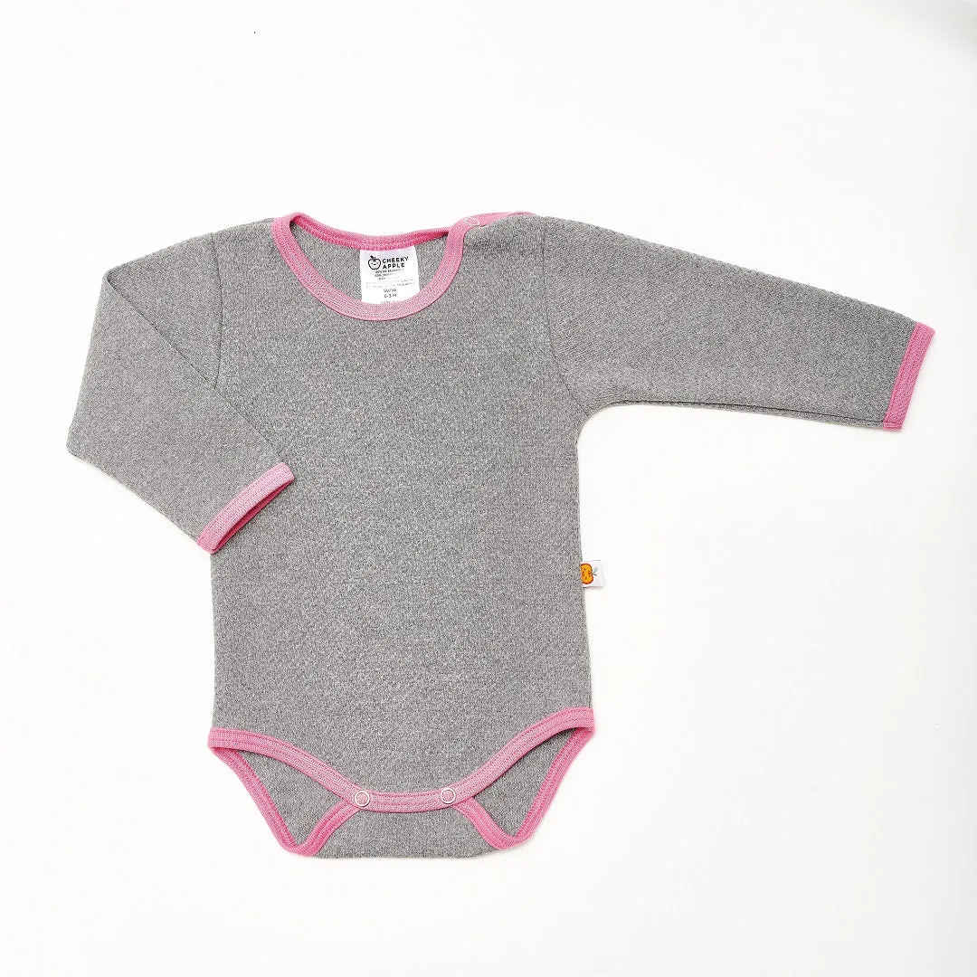 Longsleeve baby body "Doubleface Grey/Pink"