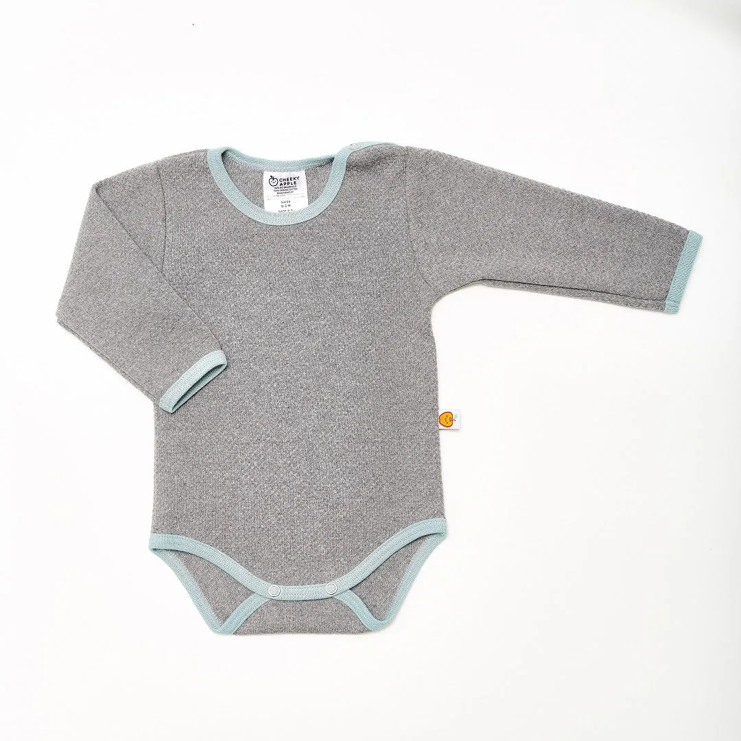 Longsleeve baby body "Doubleface Grey/Stone blue"