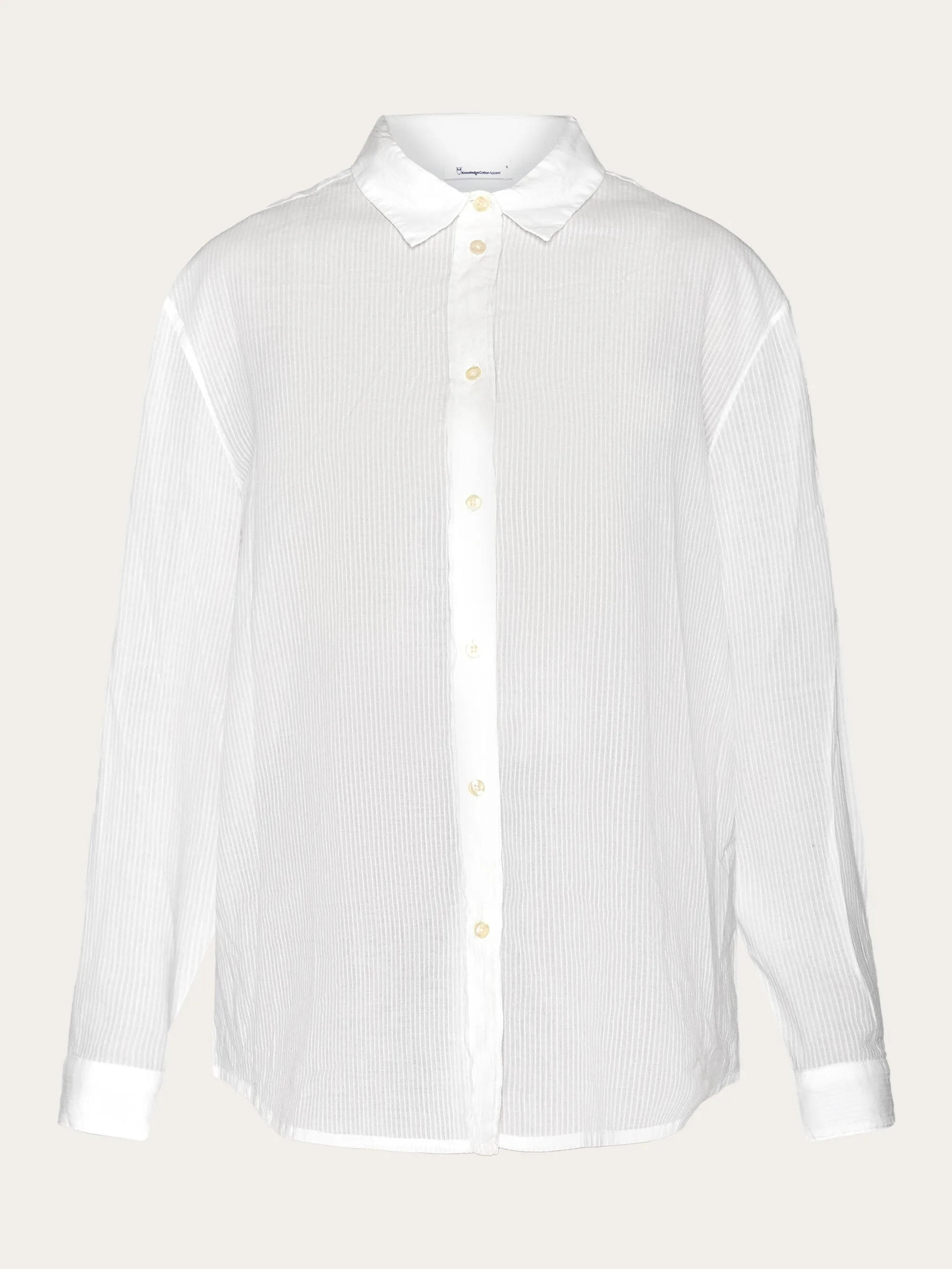 Loose stripe structure shirt - GOTS/Vegan - Egret