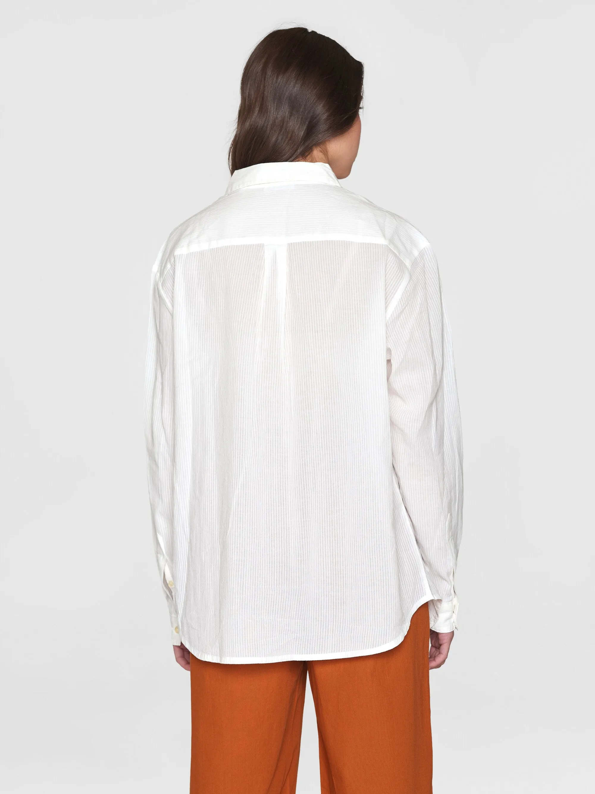 Loose stripe structure shirt - GOTS/Vegan - Egret