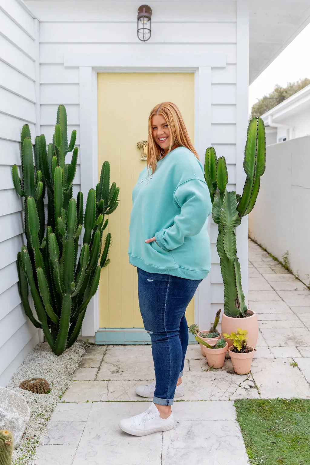 Luxe Crew Jumper in Sage