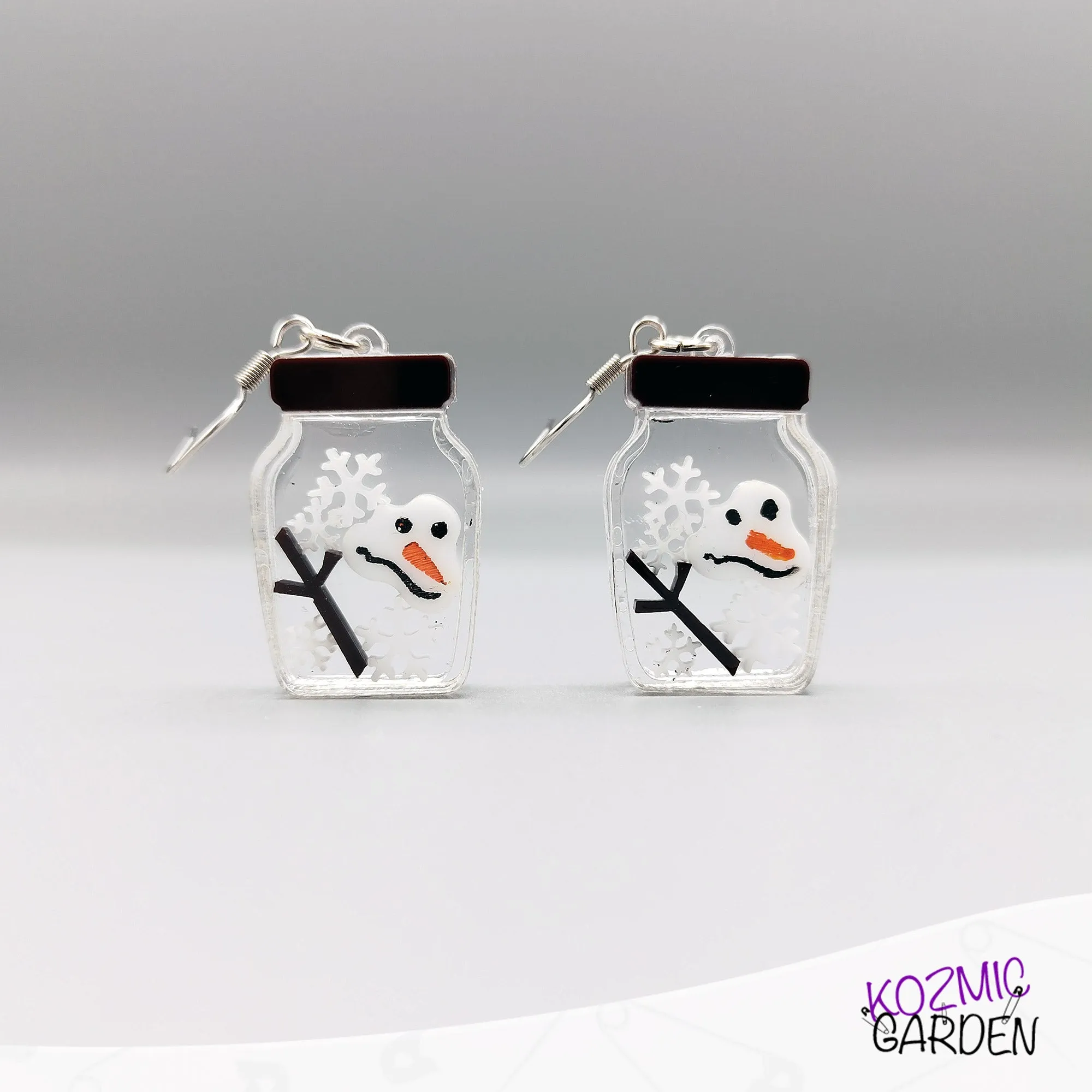 Melted Snowman in a Jar Shaker Earrings / Pendant – Fun Winter Jewelry