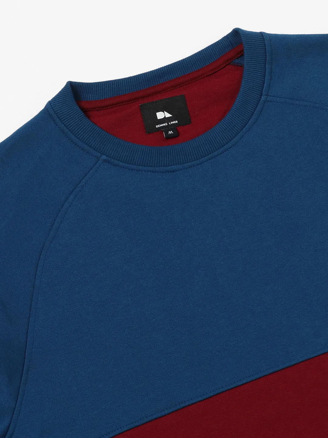 Men's Mock Neck Regular Fit Colourblock Blue Sweatshirt