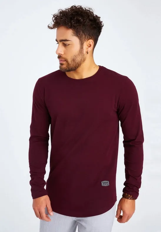 Men's V-Neck Longsleeve burgundy