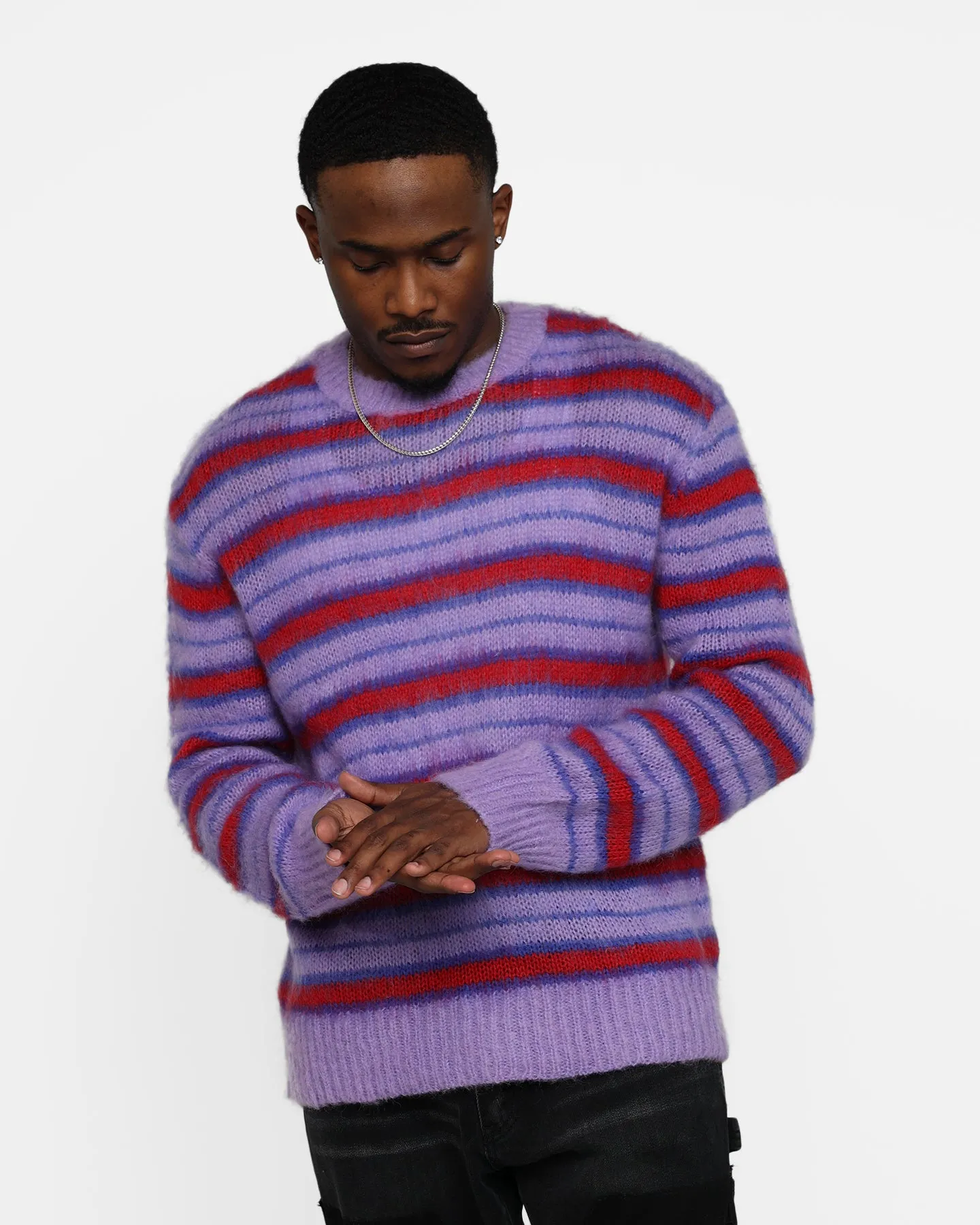 MNML Striped Mohair Sweater Purple