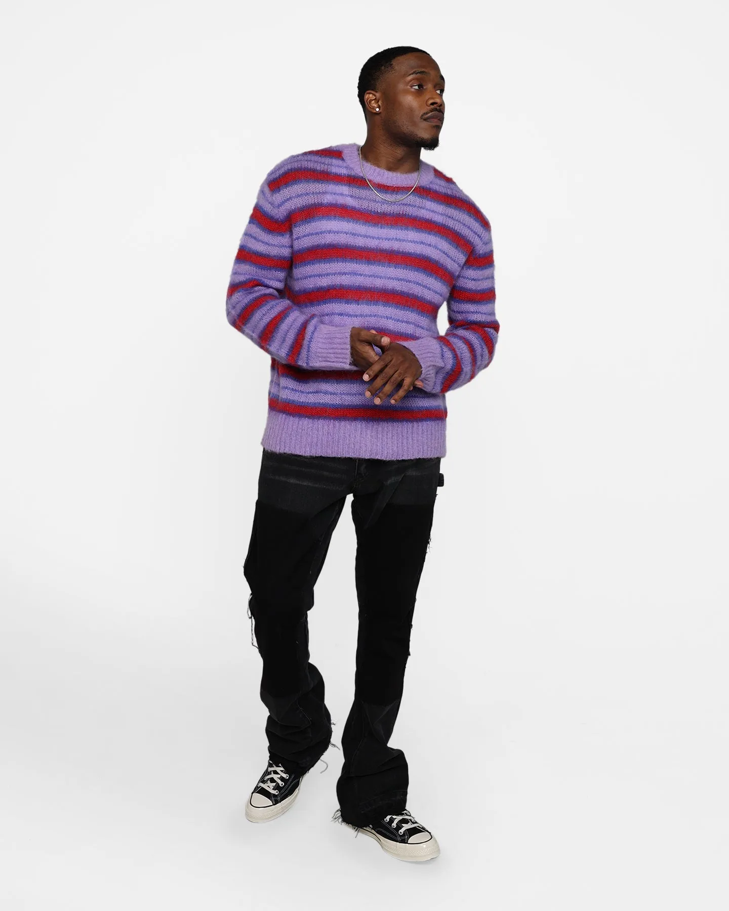 MNML Striped Mohair Sweater Purple