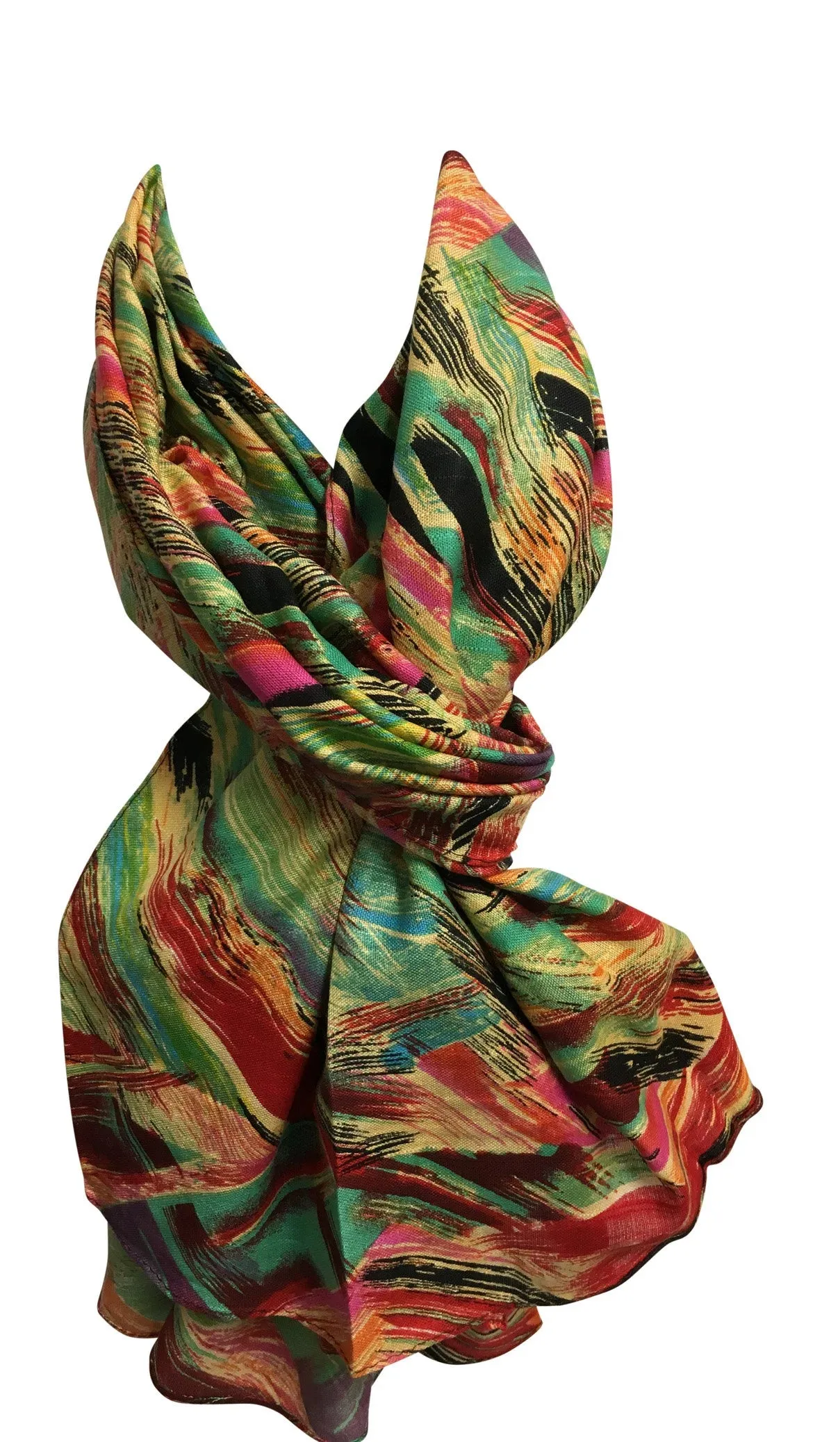 Multicolored Brush Paint Print Long Scarf Stole JK431