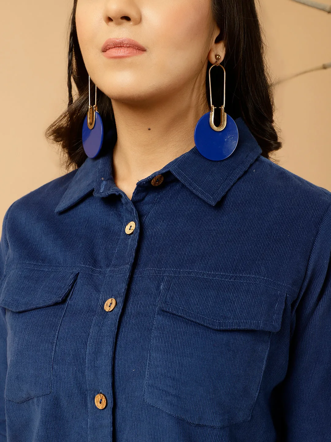 Navy Blue Corduroy Shirt