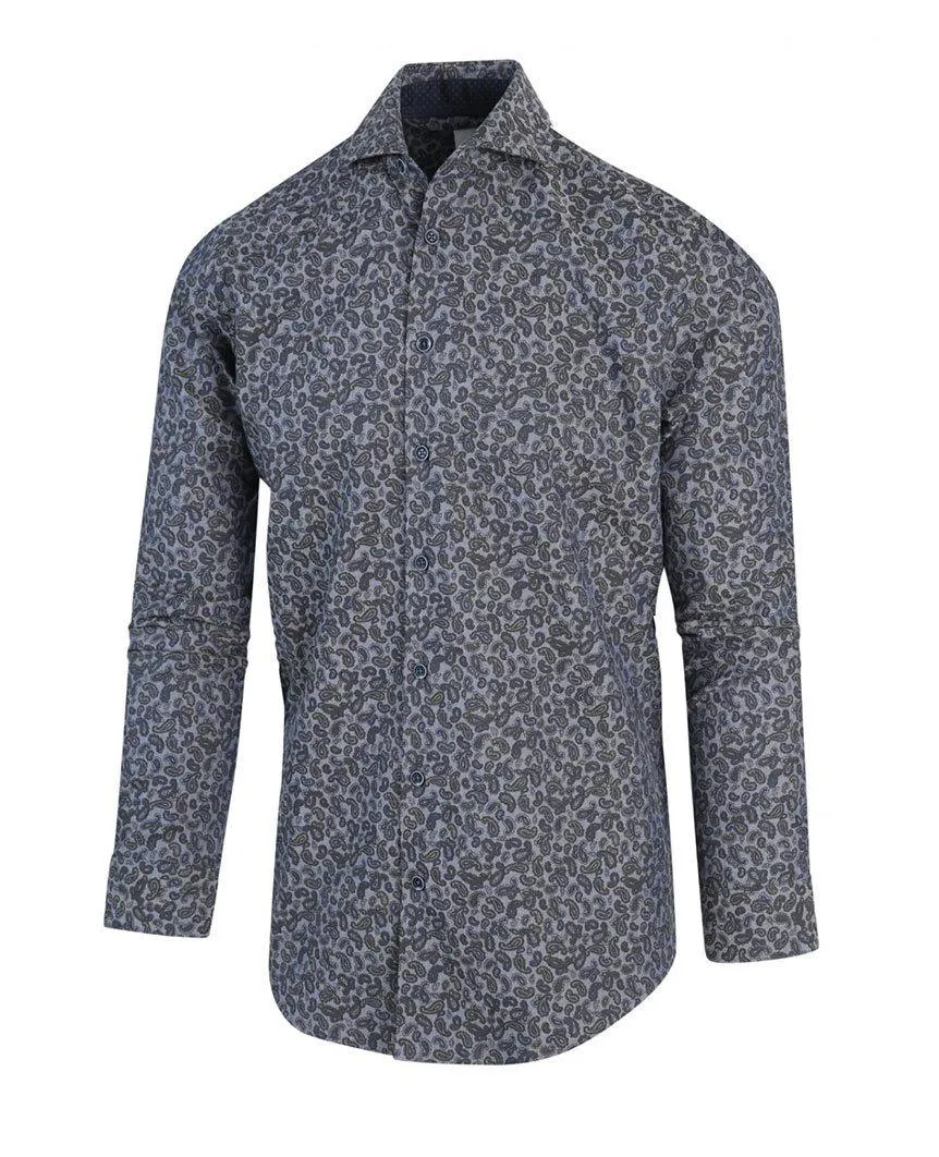 Navy Paisley Print Shirt