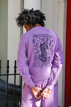 NEPALI LEOPARD - Organic Cotton Back Print Sweat Lilac