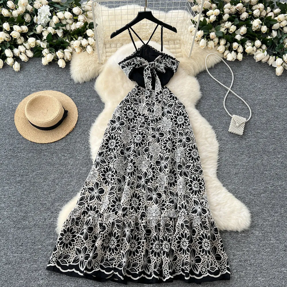 Niche Hollowed Crochet Lace Dress