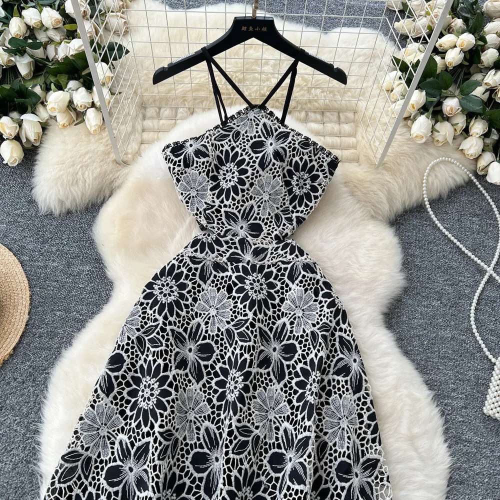 Niche Hollowed Crochet Lace Dress