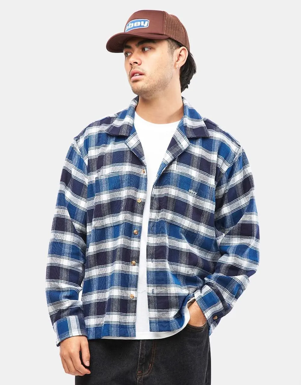 Obey Bigwig Hugo L/S Flannel Shirt - Academy Navy/Multi