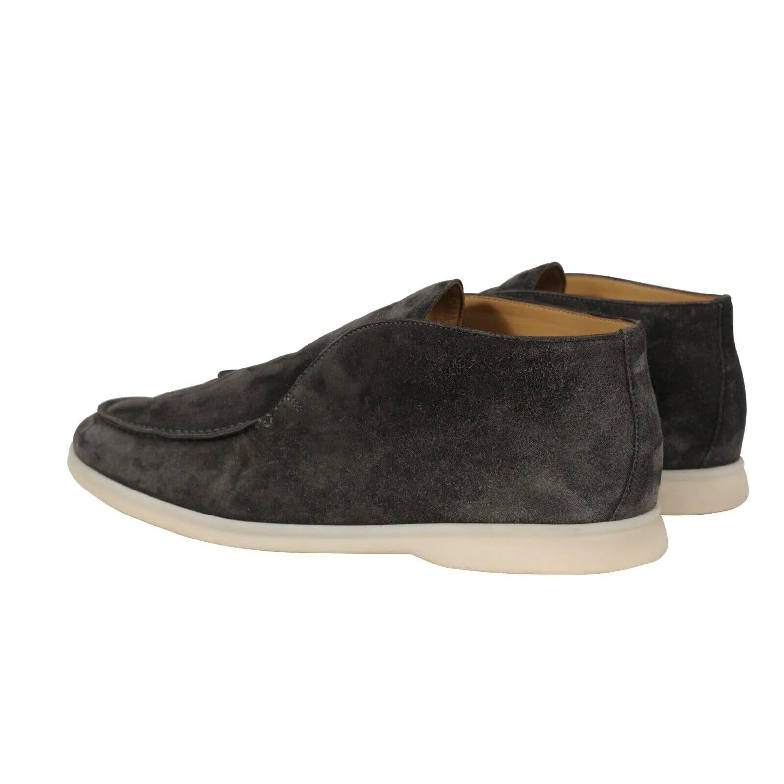 Open Walks US 11 44 Grey Brown Suede Slip On Chukkas Ankle Boots