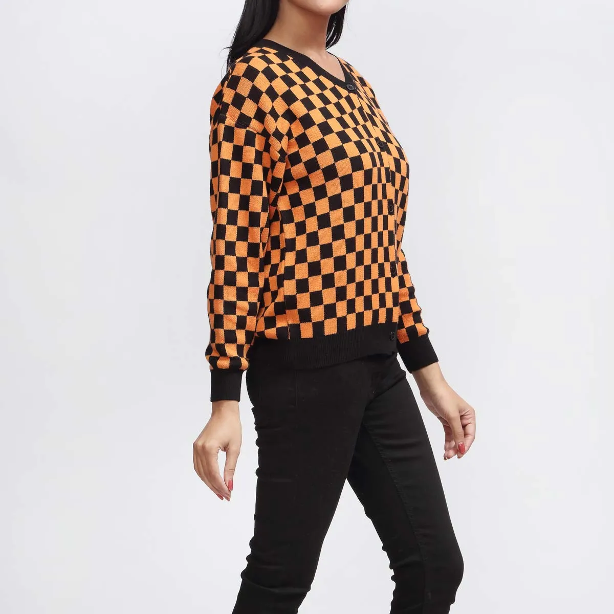 Orange Mid Length Cardigan PW3906