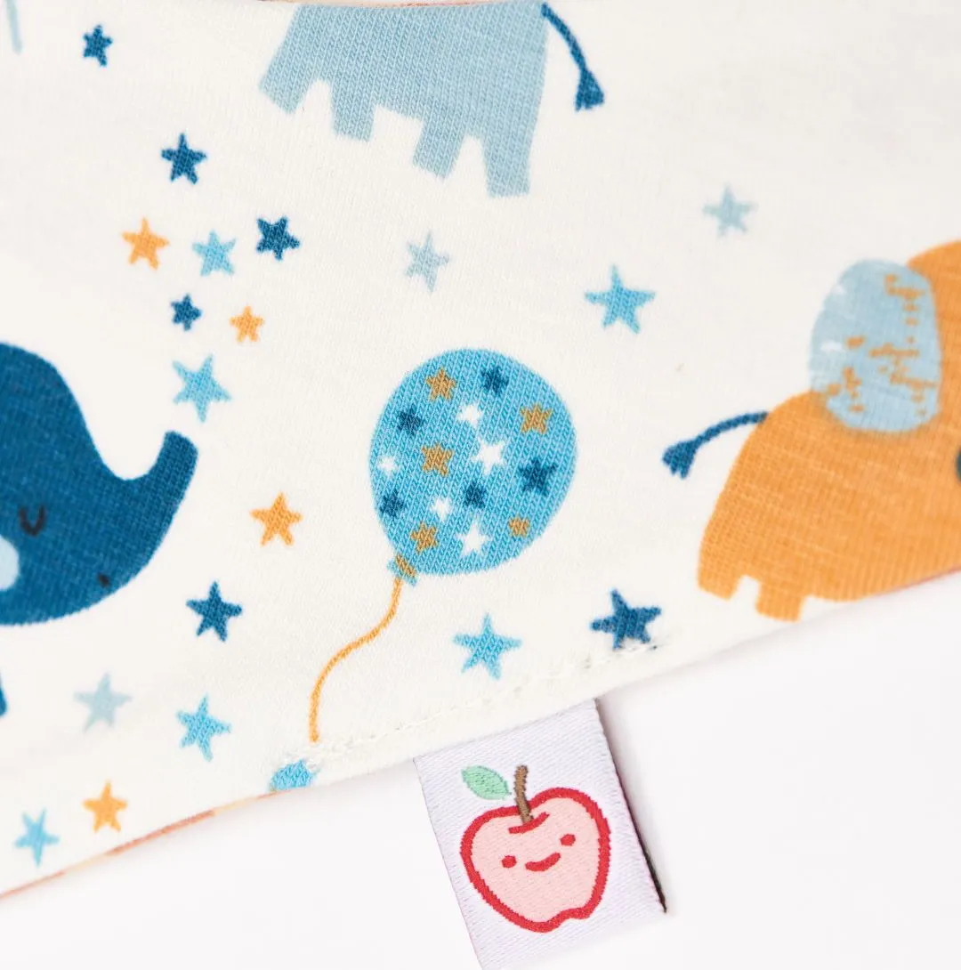 Organic dribble bib "Baby Elephant | Stripes Caramel" - 98% organic cotton, 2% elastane