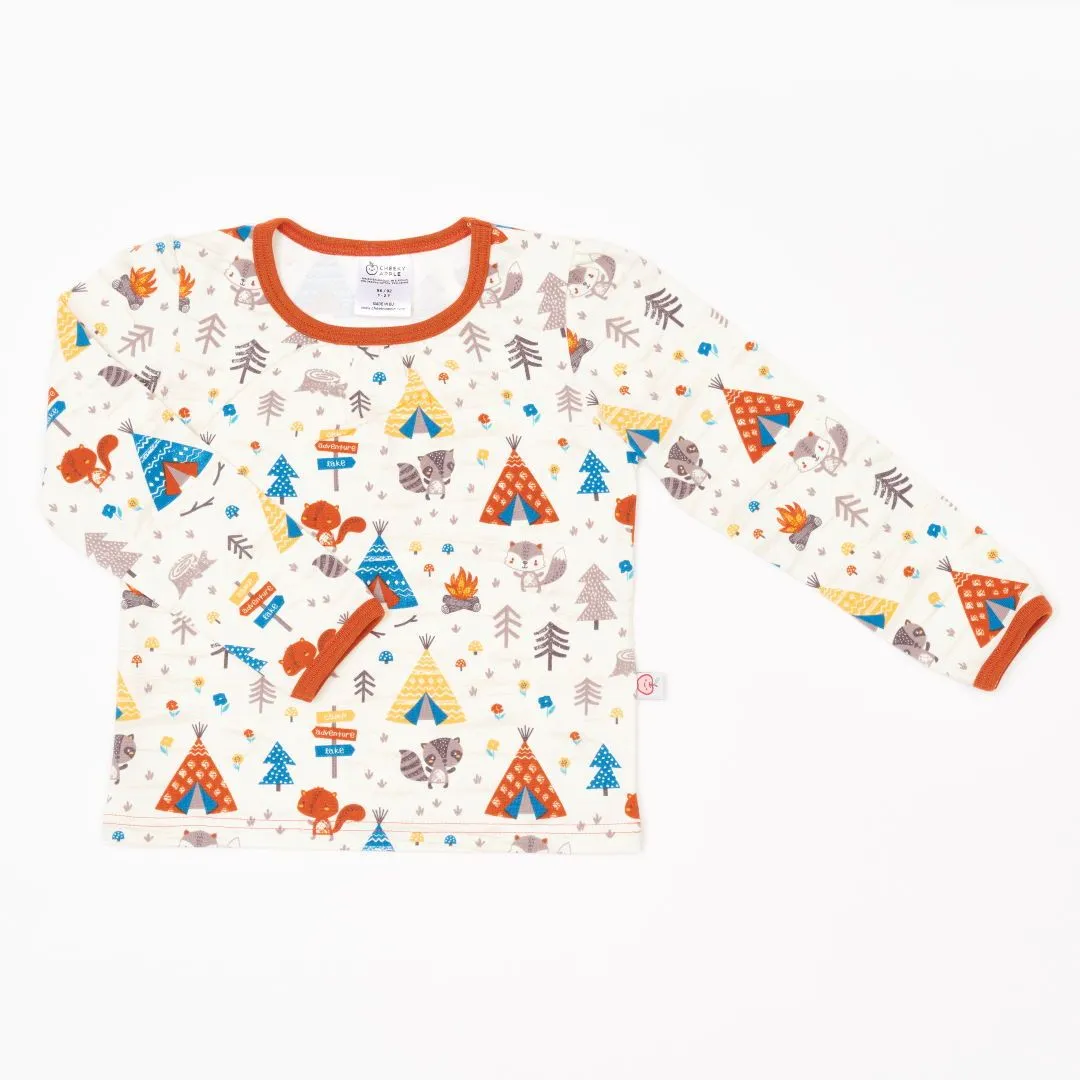 Organic girls longsleeve top "Adventure Camp" - 95% organic cotton, 5% elastane