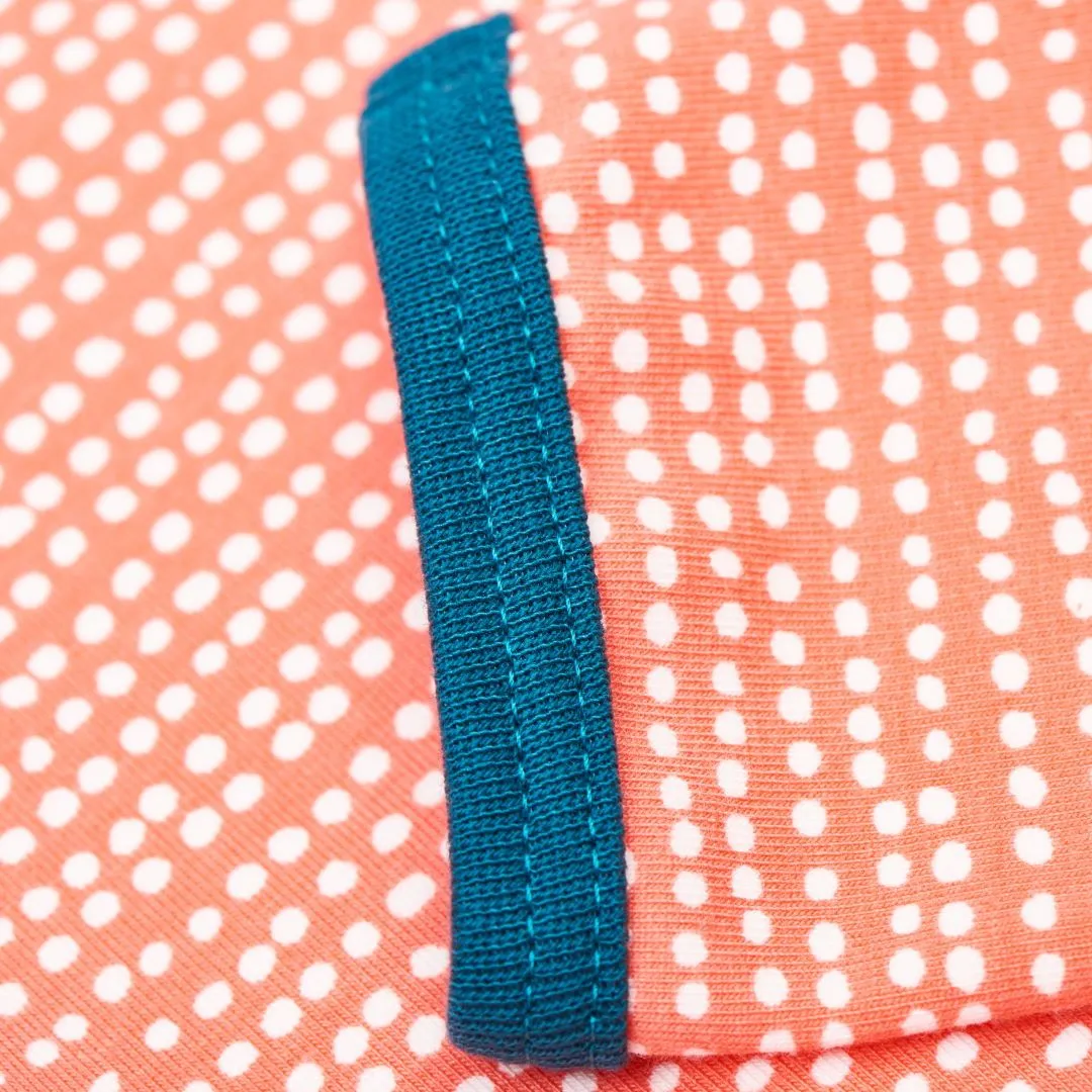 Organic girls longsleeve top "Dotted Lines Coral|Petrol"