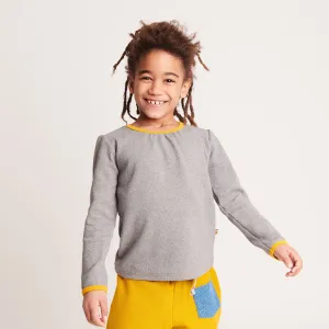 Organic girls longsleeve top "Interlock Doubleface Grey|Mustard"